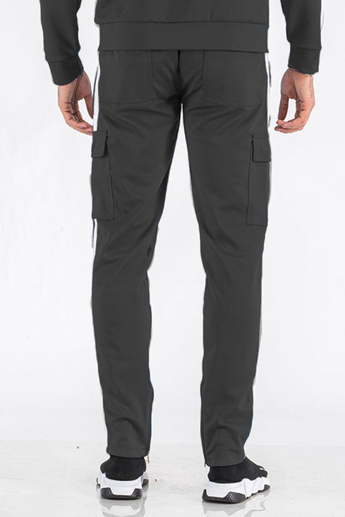 TWO STRIPE CARGO POCKET TRACK PANTS