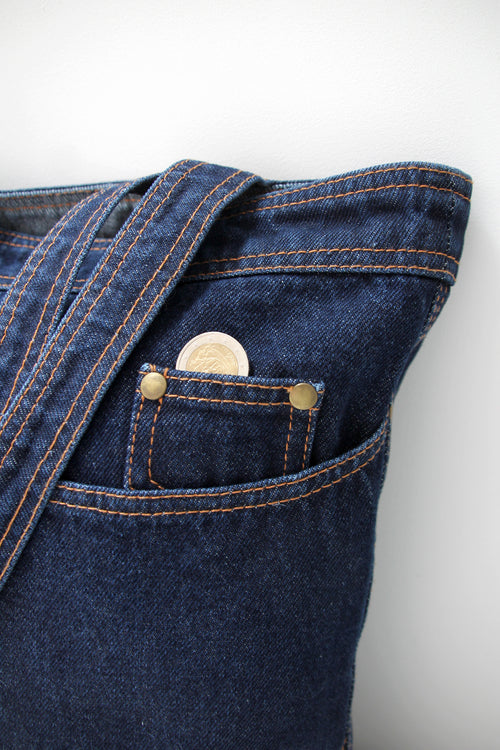 Tote bag with jean type pockets, Heavyweight denim, DenimDeko