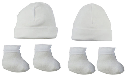 Cap & Bootie Set - White (Pack of 2)