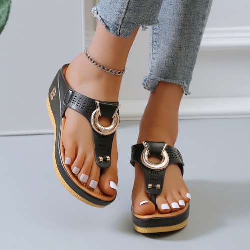 Low-Wedge Women Orthopedic Sandals Casual Flat Shoes Flip Flops Ladies