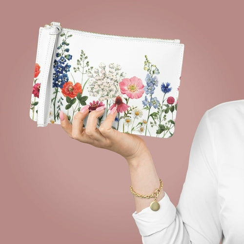 Floral Designed Zipped Clutch Bag