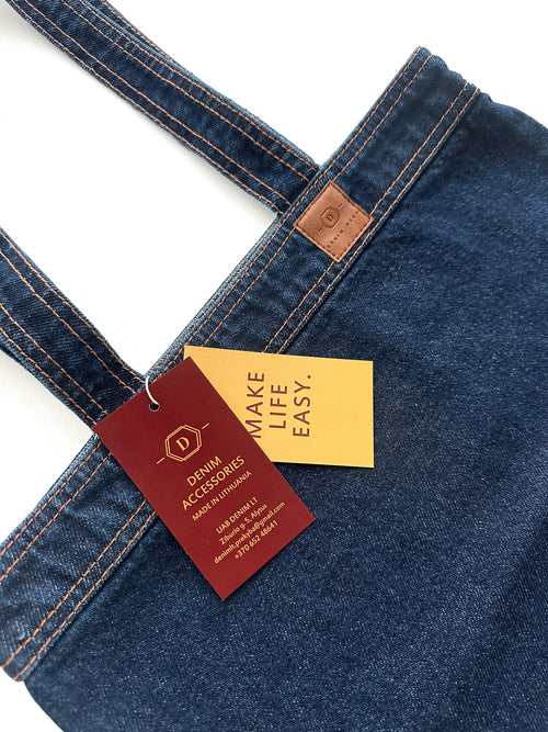 Tote bag with jean type pockets, Heavyweight denim, DenimDeko
