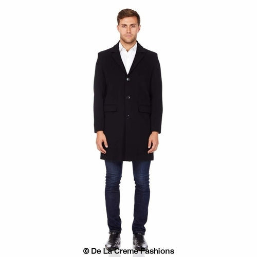De La Creme MAN - Men's Single Breasted Wool Mix Overcoat