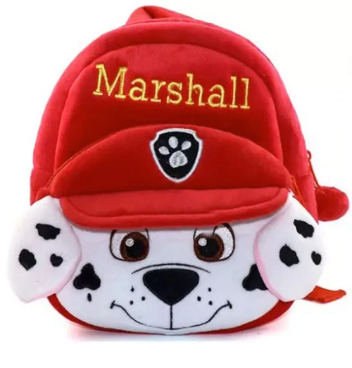 Red Marshall Soft Velvet Kids School Bag Nursury Class To 5 | Size 14