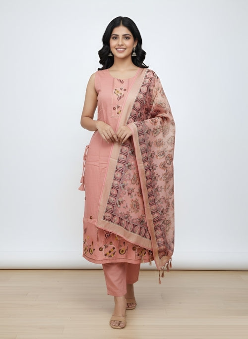 Kurta Set for Women, Pink (Size-L)