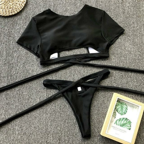 Sexy Swimwear Women Neon Bikini 2019 Mujer Knot Crop Top Bikini Set 2