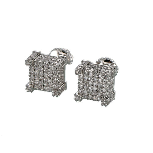 Hip Hop Earrings for Men Gold Silver Iced Out CZ Square Stud Earring